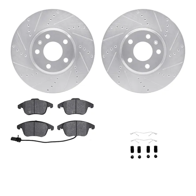 R1 Concepts WGYH1-73070 eLINE Rotor - Drilled & Slotted - Silver W/ Semi-Met Pads